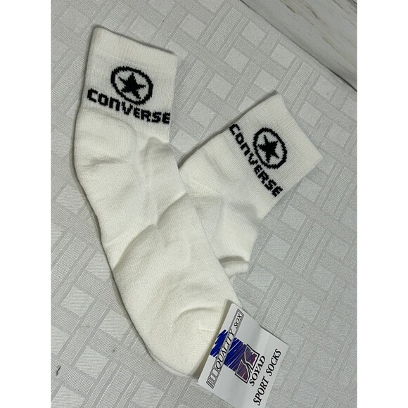 Vtg. NEW NOS SOYAD Converse Socks 10-11-12-13 Men White Black All-Star tube shoe - Picture 7 of 9